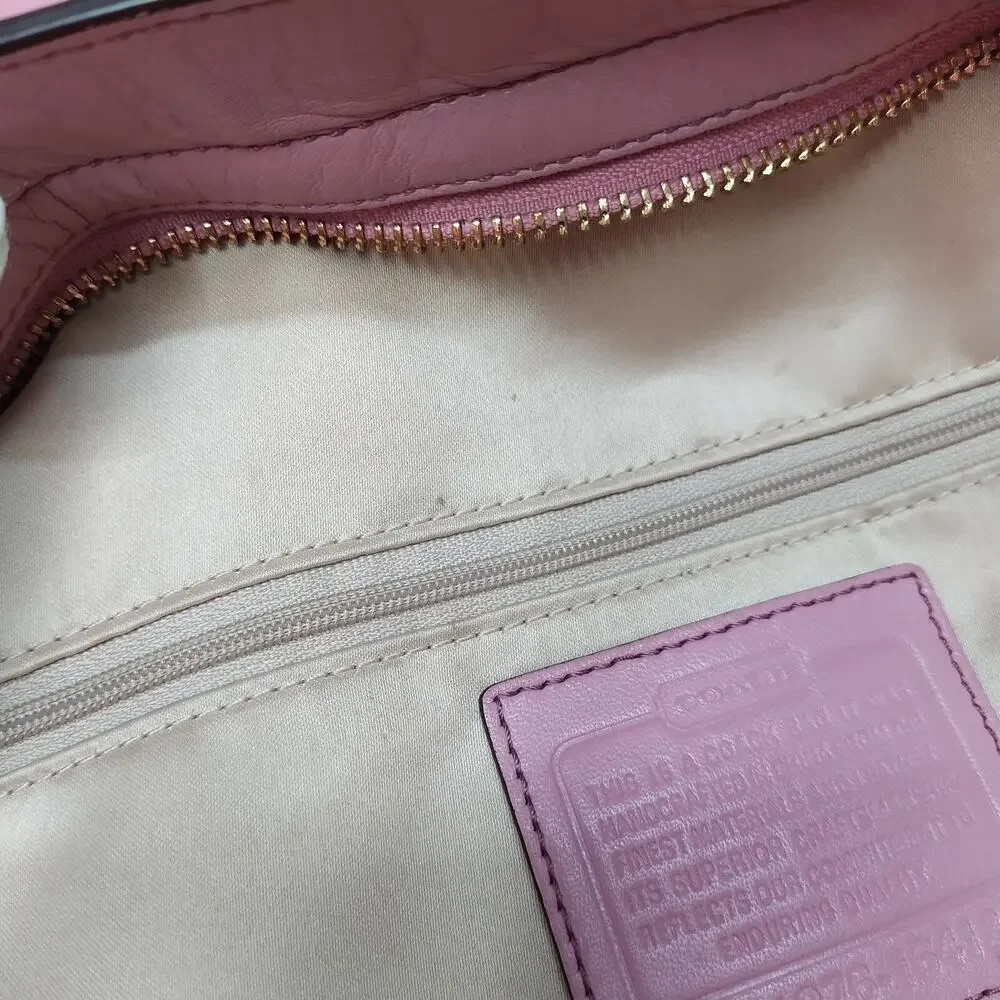 Coach Audrey Pink Leather Zipper Closure Hobo Shoulder bag
